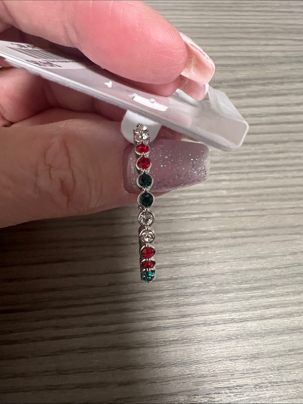 Silver-Tone Hoop Earrings with Red and Green Crystals - Women Jewelry